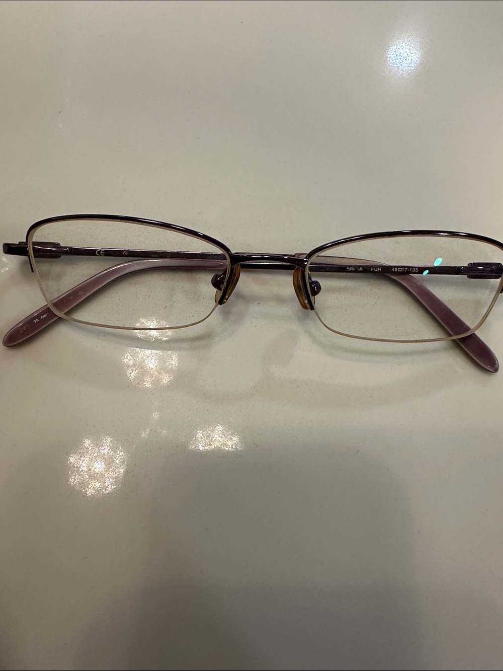 Classic Rectangular Womenās Eyeglass Frames in Bronze with Pink Temples